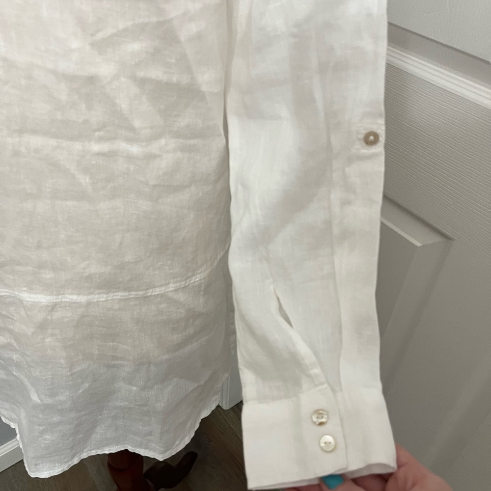 💥 Tahari 100% Linen Collared Tunic. - Picture 4 of 8